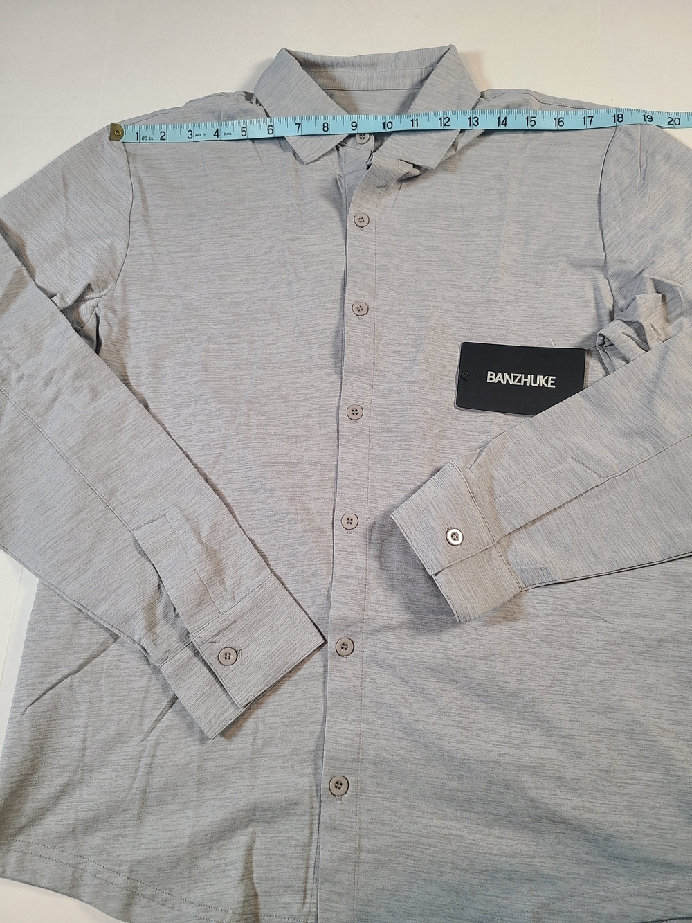 Banzhuke Men's Long-Sleeve Button-Up Shirt in Light Gray NWT Medium - Picture 6 of 12